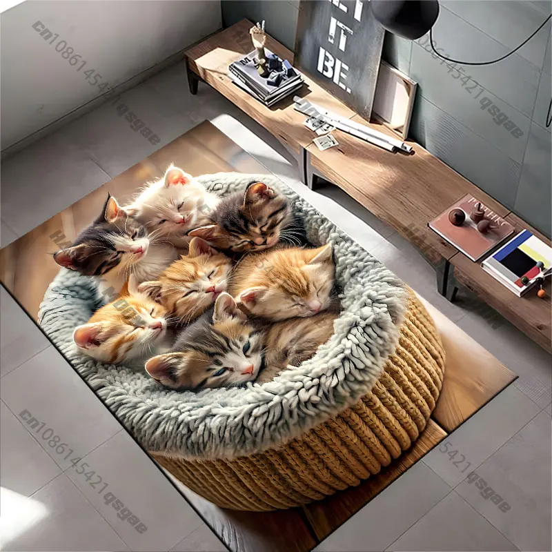 Group of adorable sleeping kittens carpet Yoga living room room decor children's crawling mat doormat area rug games mat