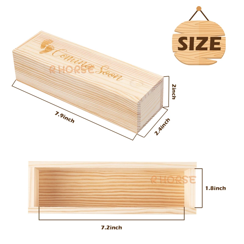 Pine Wood Pregnancy Test Keepsake Box Baby Coming Soon Birth Hairs Ultrasound Pictures Storage Memory Souvenir for New Parents