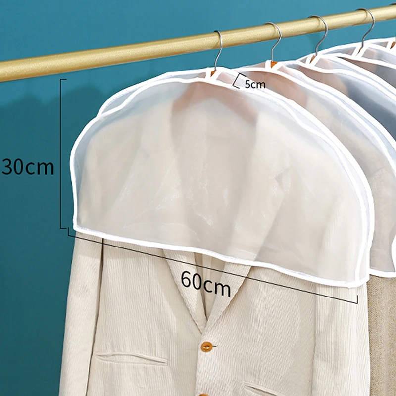 5pcs/set Dust Cover Clothes Hanging Dress Suit Coat Garment Protector Storage Bag Case Shoulder Dustproof Wardrobe Organizer