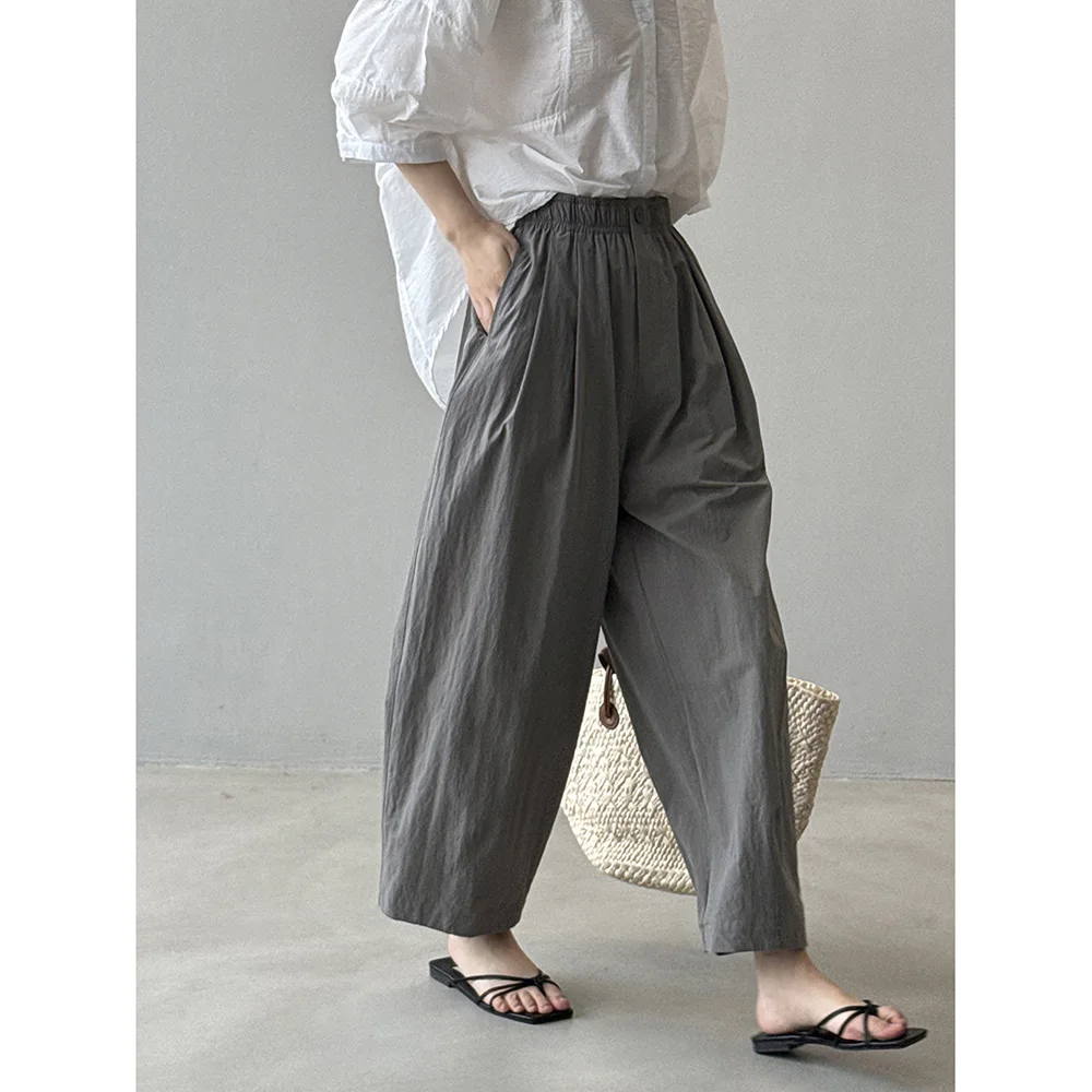 

Japanese high waisted straight leg work pants for summer 2025 new thin style carrot pants loose casual wide leg pants