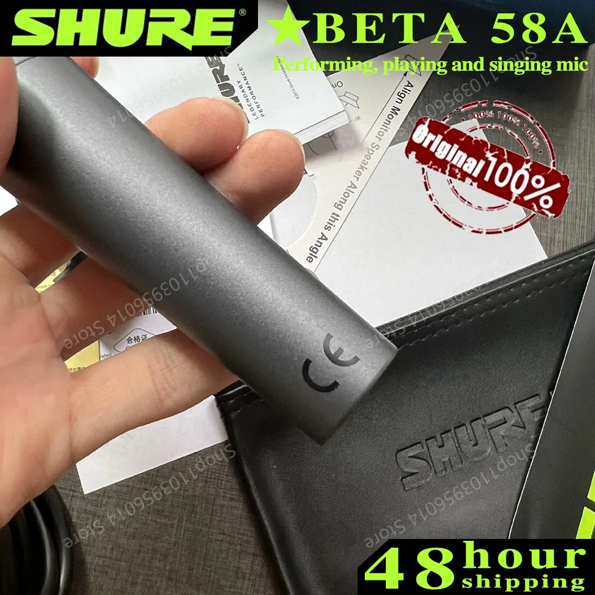 2PCS SHURE BETA 58A Wired Microphone Dynamic Cardioid Studio Home Record Handle Mic for Karaoke Music Stage Performance Live Mic