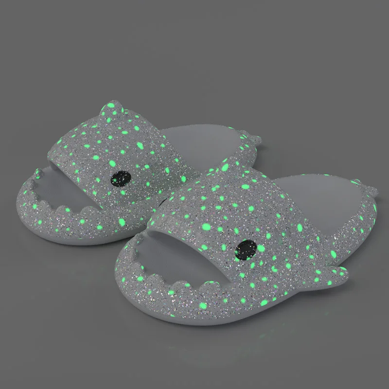 Fluorescence Shark Slippers Men Women Luminescent Thick-soled Slides Non-slip Flip Flops Couple Flat Shoes EVA Sandals