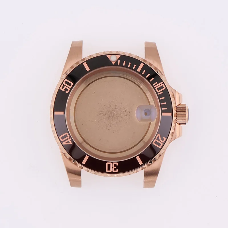 40MM Submariner Gold Watch Movement for NH34 NH35 NH36 Seiko GMT Case Ceramic Bezel Sapphire Electroplate Replacement Parts