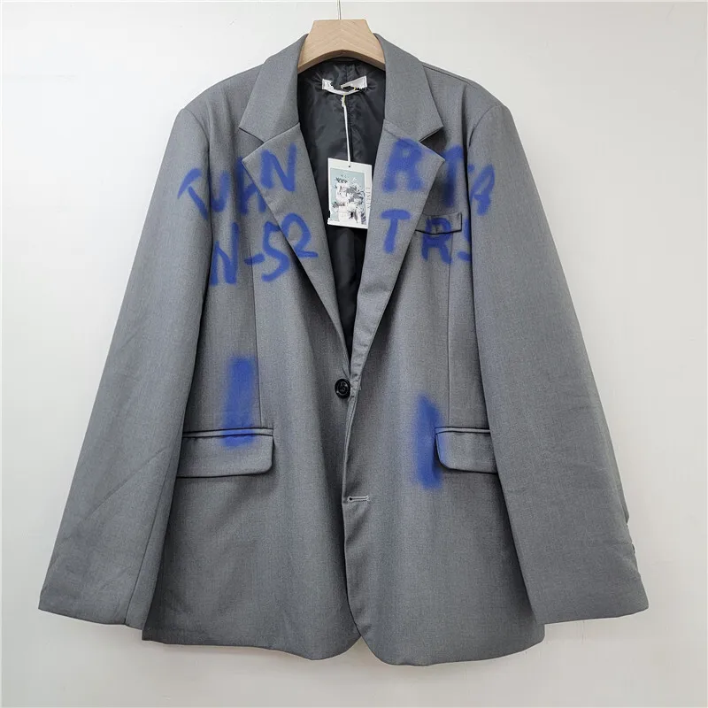 [ZOCI] Suit jacket women 2025 new graffiti letter version loose casual suit set pants niche design