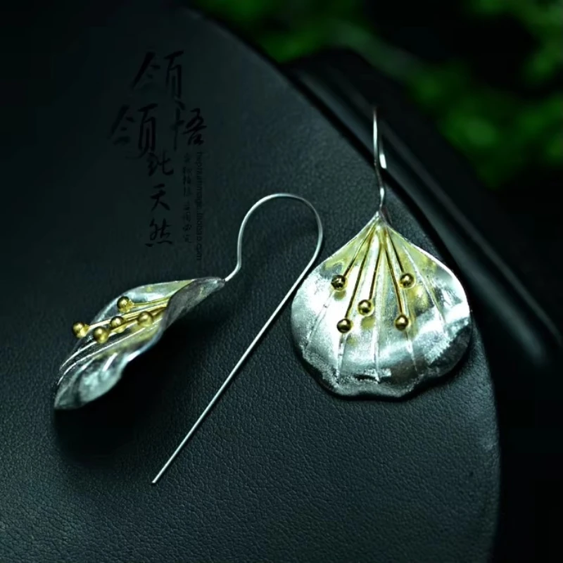 925 Sterling Silver Manual osobowość Długie kolczyki kwiatowe dla kobiet Biżuteria modowa sterling-silver-jewelry pendientes — zdjęcie 5