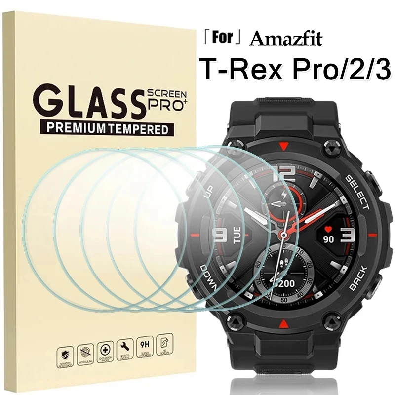 1/5Pcs Tempered Glass For Amazfit T Rex Pro T-Rex 2 3 Screen Protector Protective Film For Huami Amazfit T-Rex3 T-RexPro T-Rex2