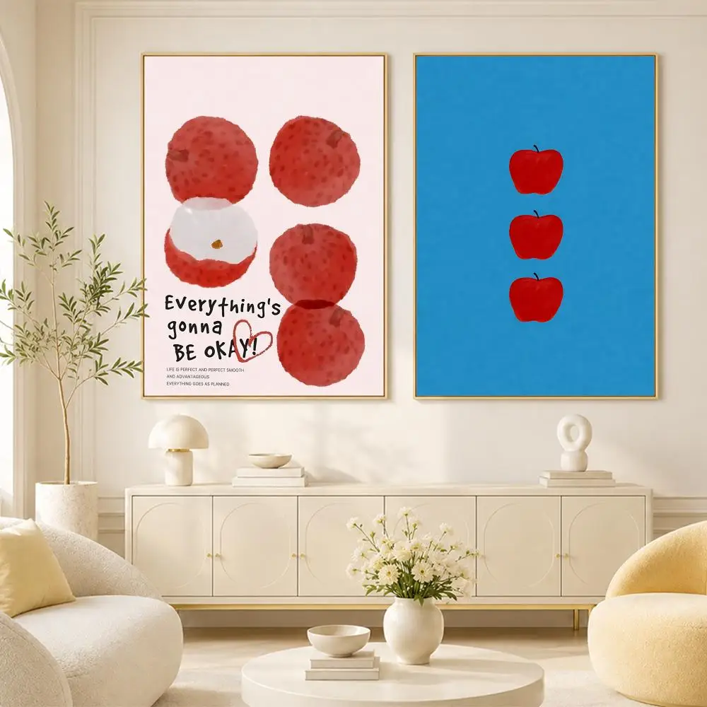 Cute Apple Fruit pear Poster Room Home Decoration Interior Wall Art Printing Garage Posters Gift