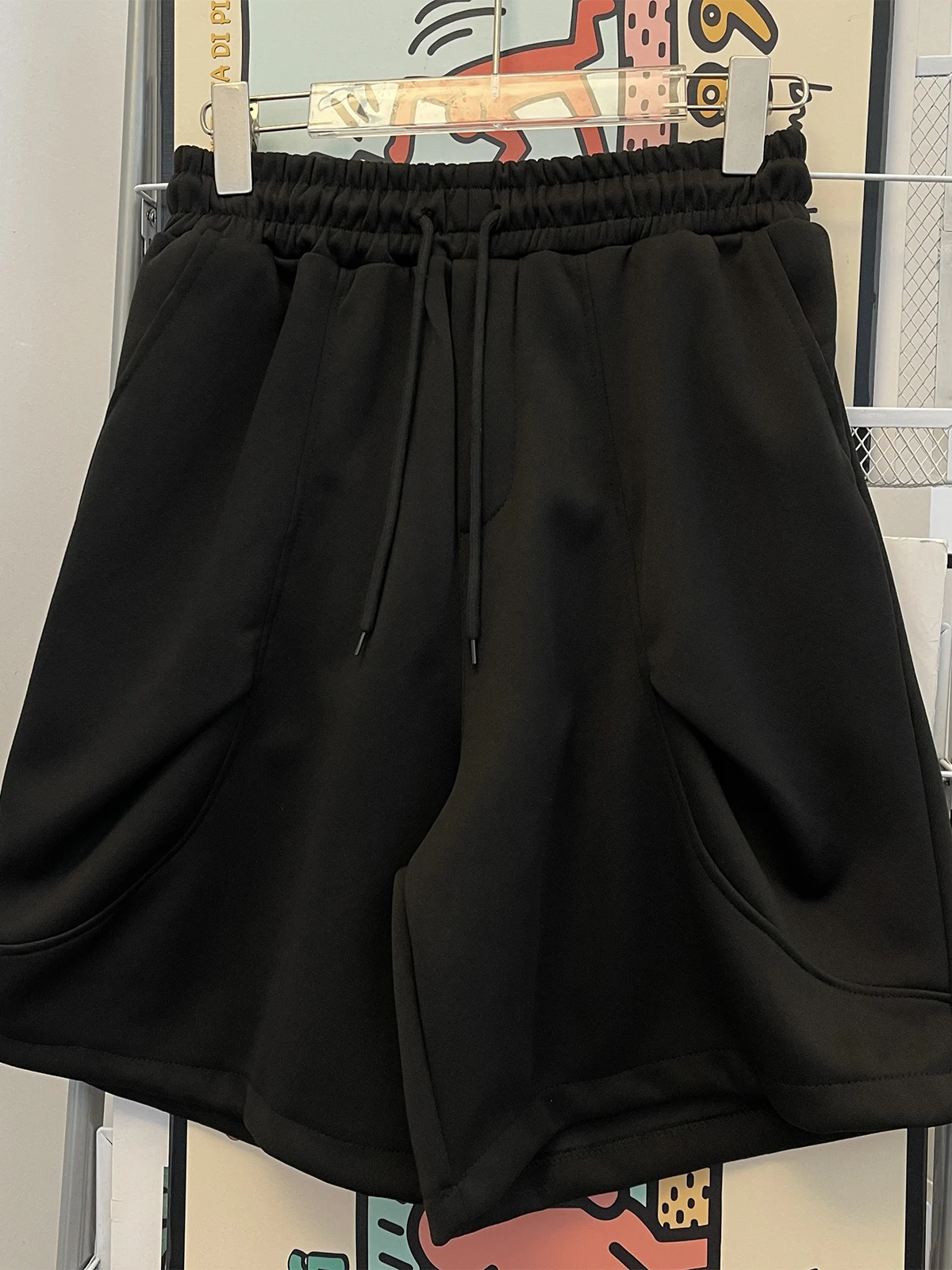 

Американские повседневные свободные шорты для мужчин, летние молодежные базовые спортивные брюки-капри с прямыми штанинами и эластичным поясом