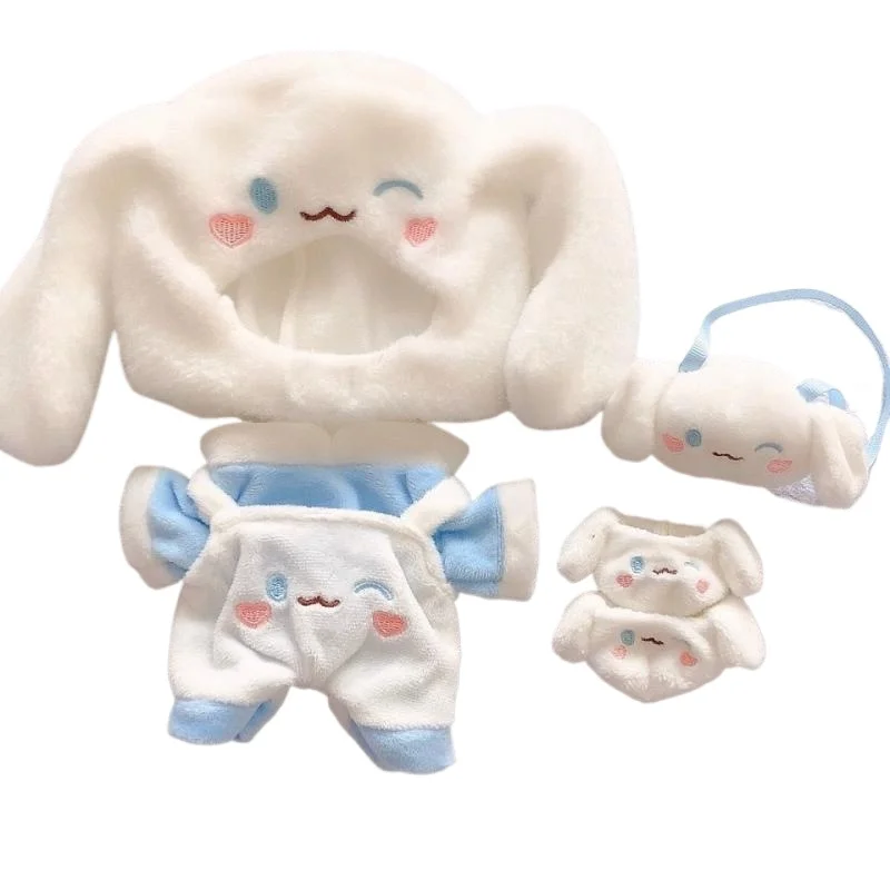 Bricolage Sanrios cannelle Kawaii peluche poupée vêtements pour 20Cm Figure Anime mignon capuche chapeau sac salopette vêtements en peluche enfants jouet