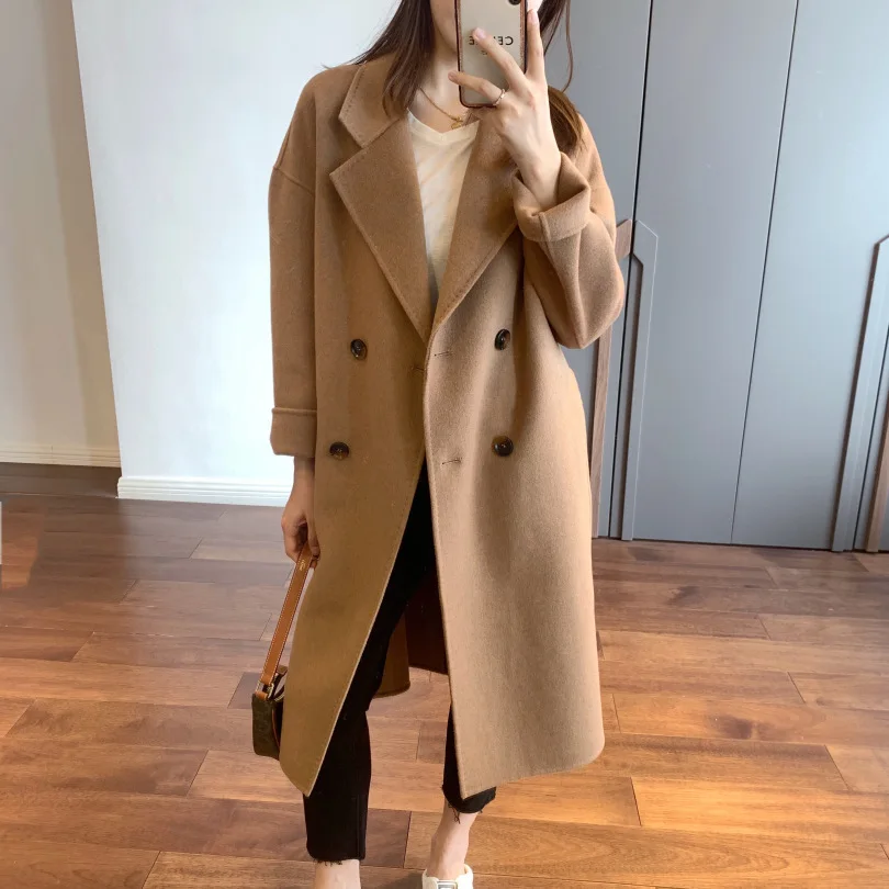 2026 Autumn/Winter New Women's Woolen Coat Loose Suit Collar Casual High Street Windproof Woolen