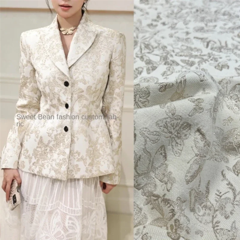 Metal Wire Woven Jacquard Fabric for Sewing Relief Flower Cloth Suit Jacket Windbreaker Set Fashion Clothing Wholesale