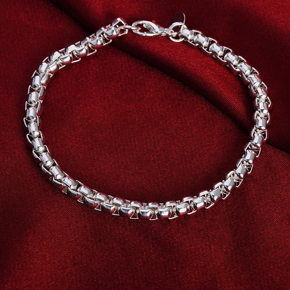 Noble Nice 925 Sterling Silver Geometric 4MM Chain Bracelets for Women Wedding Party Christmas Gifts Fashion Jewelry image 5