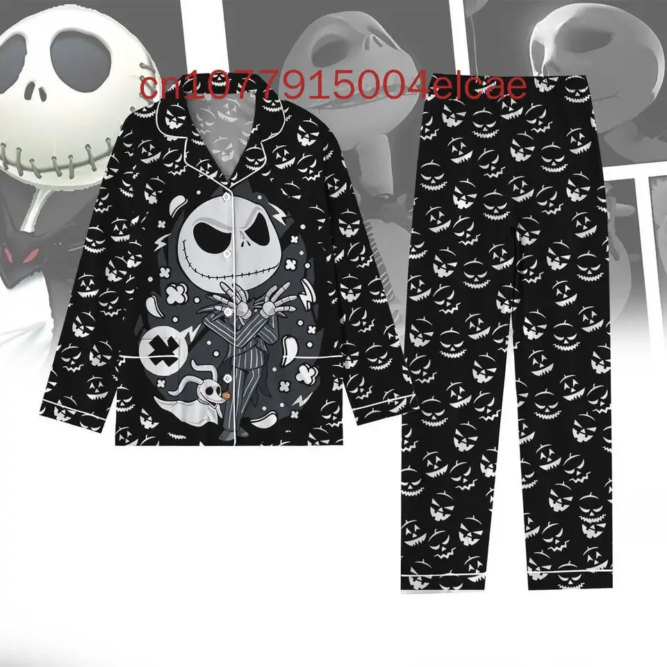 New Disney Jack Skellington Pajama Set 3D Printed Casual Men\'s And Women\'s Long Sleeve Shirt Pajama Set