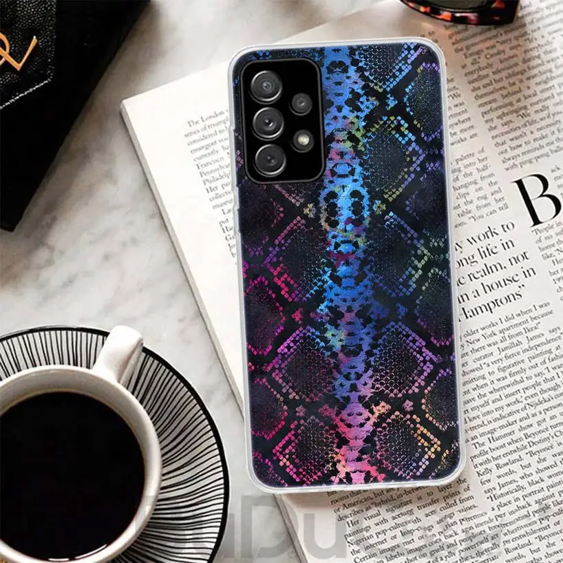 Pink Snake Skin Printing Drawing Cover For Samsung Galaxy A51 A50 A71 A70 Phone Case A21S A31 A41 A10 A20E A30 A40 A01 A11 A6 A7