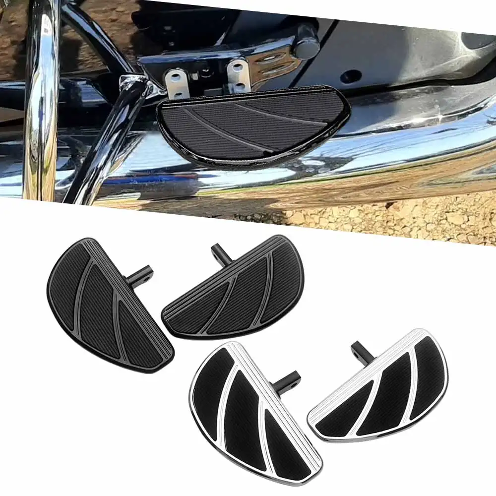 1 Pair Front Footboard Adjustable Front Footrest Fits For Harley Touring Softail Dyna Sportster V‑Rod High Quality Black/Chrome