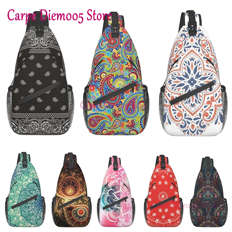 Czarna chusta Paisley Bandana na ramię Plecak na ramię Dorywcza torba na klatkę piersiową Plecak na ramię do wędrówek pieszych Chodzenie na rowerze Podróżowanie na rowerze