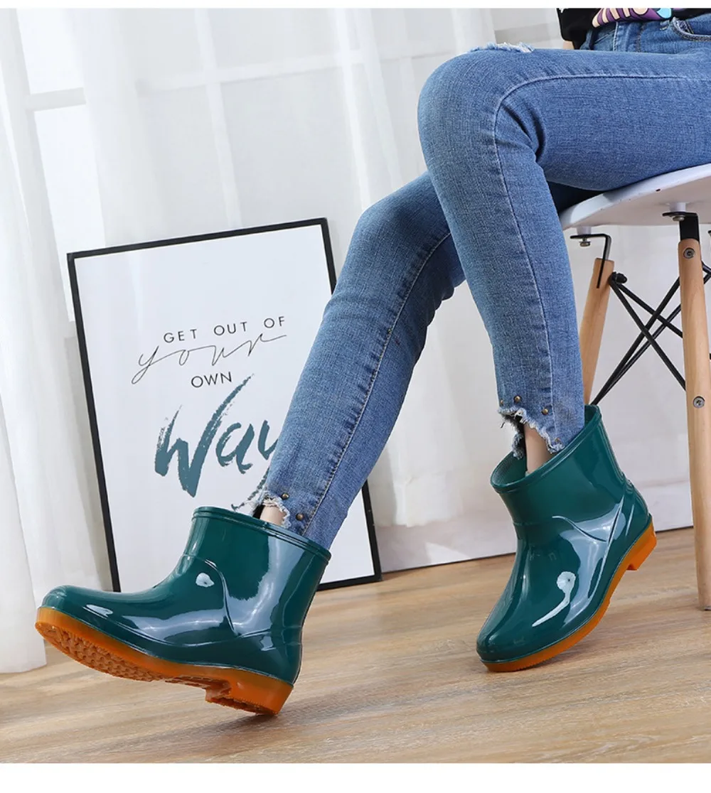 Rutschfeste Damen-Kurzregenstiefel, Wasserdichte Leichte Garten-Regenschuhe, Langlebige Niedrige Wasserschuhe für Outdoor, Küche, Arbeit – Detail 6