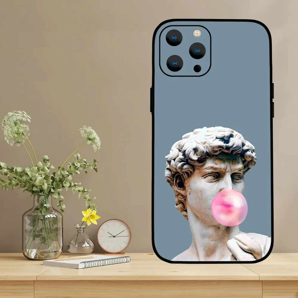 Funda de teléfono de gran arte, carcasa de David Mona Lisa para iPhone Mini 11 12 13 14 15 Pro XS Max X Plus SE XR