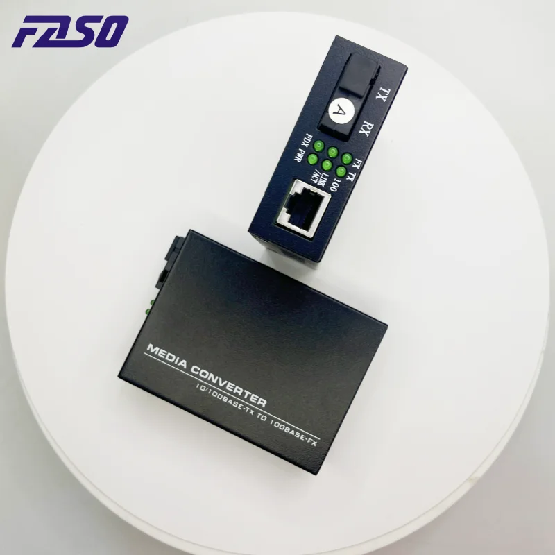 FAS0 3KM Gigabit Fiber Optical Media Converter 1000/100Mbps 25KM Ethernet RJ45 Single Fiber SC Port External Power Supply