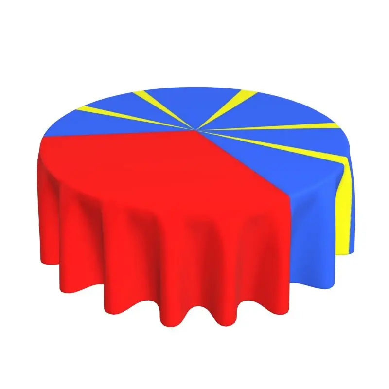974 Reunion Island Logo Print Round Tablecloth Waterproof Oilproof Table Cover 60 Inches Reunionese Proud Table Cloth