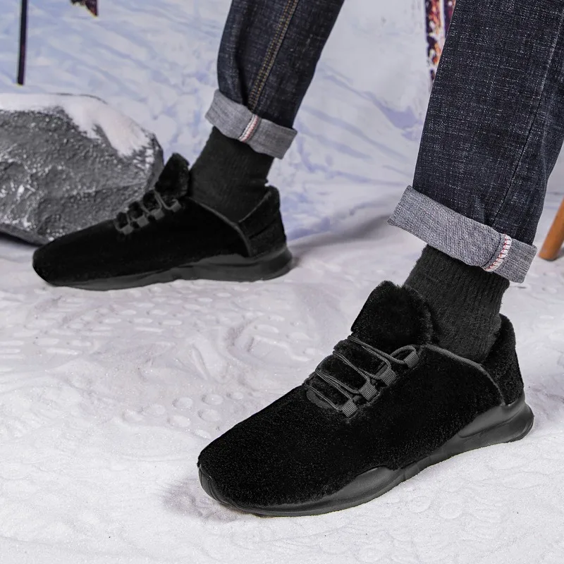

Мужская зимняя хлопковая обувь. Теплые плюшевые ботильоны. Зимние ботинки на мягкой меховой подкладке. Нескользящие повседневные кроссовки. Уличная прогулочная обувь.