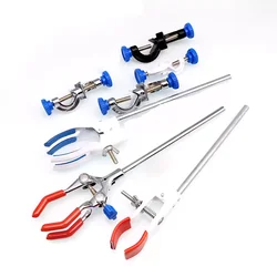 Laboratory Retort Rod Support Stand Platform Set Lab Flask Clamp Clip Ring Bosshead Burner Tong Beaker Holder Metal Grips Tool