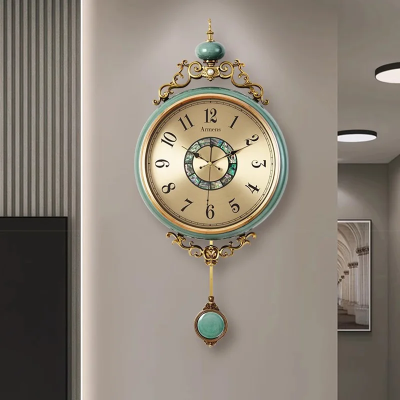 Luxury Silent Wall Clock Vintage Aesthetic Electronic Pendulum Wall Clock Living Room Reloj Digital Pared Home Decoration