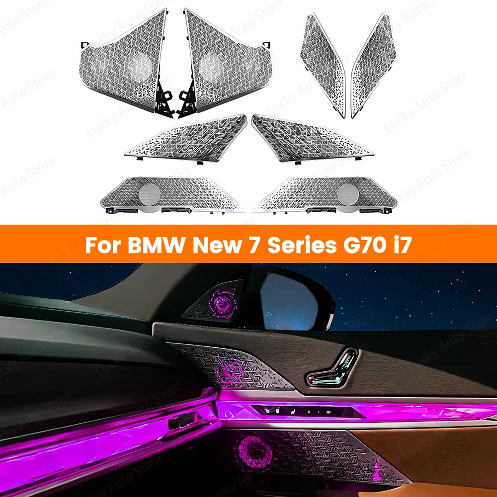 

LED 11 Color Ambient Light 8-Piece Speaker Luminous Cover Tweeter HiFi Music Stereo Horn For BMW 7 Series G70 i7 Car 2023+