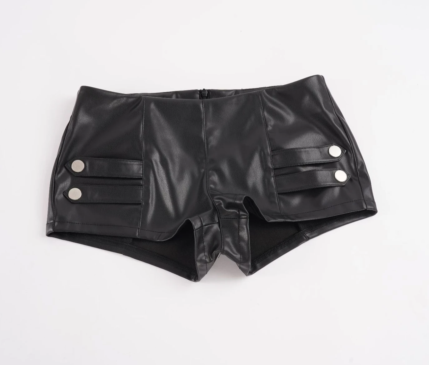 Sexy Low-rise Slim-fitting Rivet PU Leather Shorts Fashion Hot Pants Booty Shorts