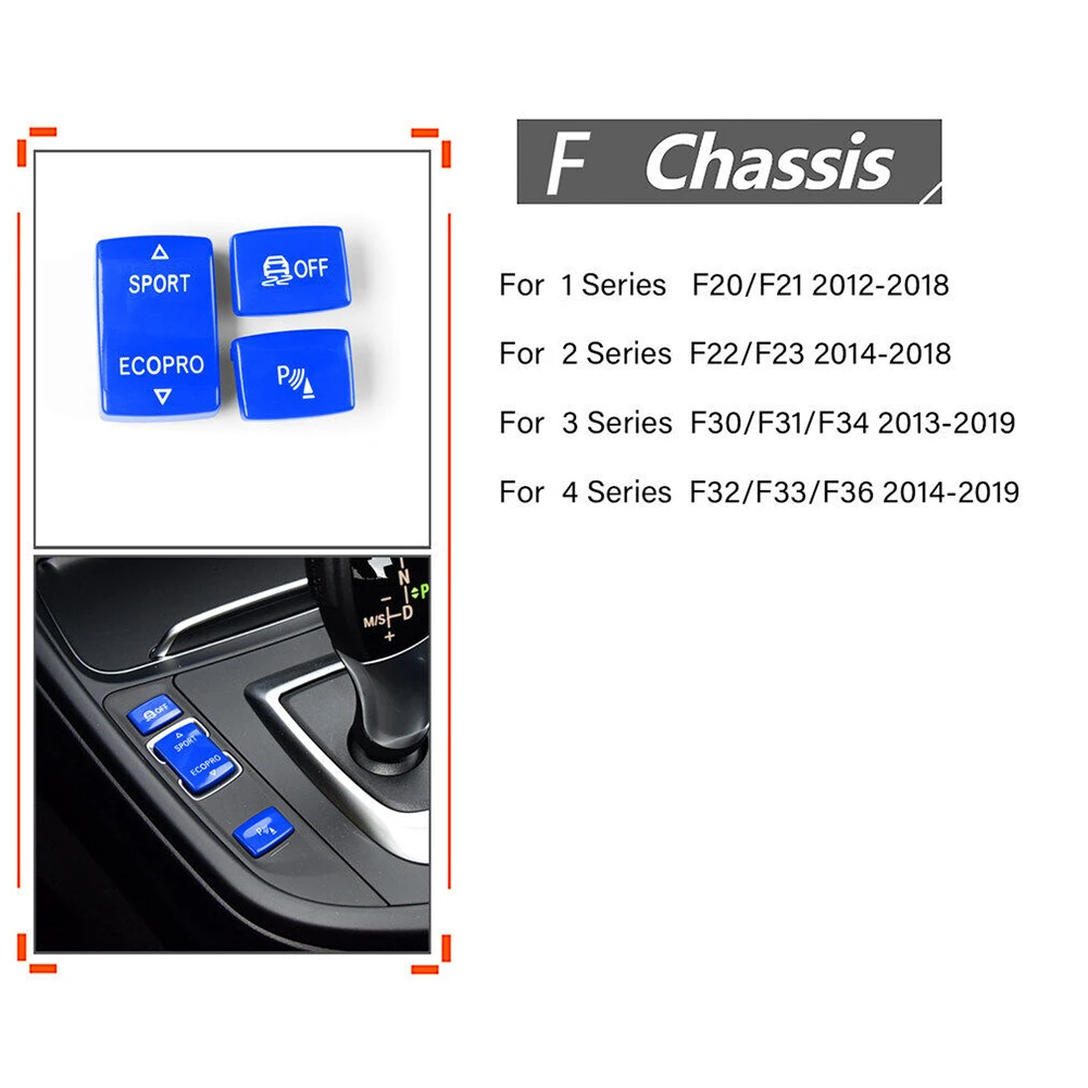 Set of 3 Gear Position Panel Button Covers For For BMW 2 3 4 Series F20 F21 F22 F23 F30 F31 F32 F33 F34 F36 Models 2012 to 2019