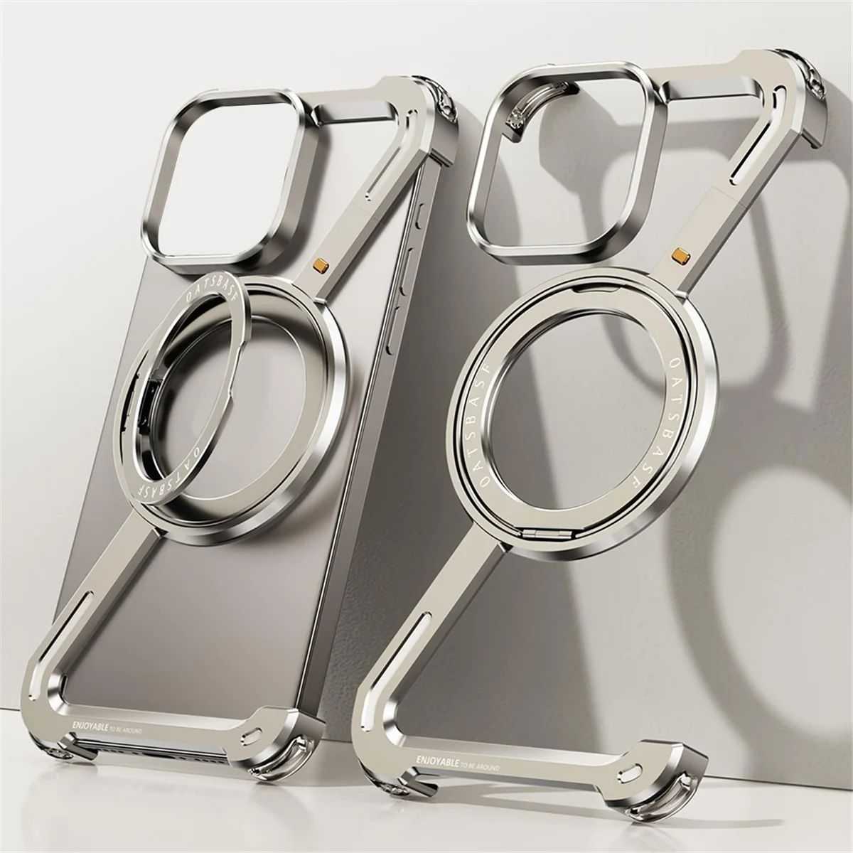 Telefoon Standaard Voor Apple 15pro Max Telefoon Case Pai Z Case Type Metalen Bezel-Less Multi-Functionele Draagbare Standaard, Een