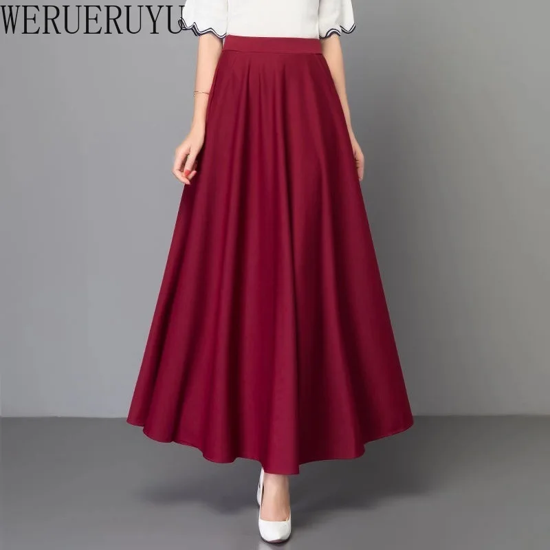 Saia longa linha A de cintura alta feminina, monocromática, roupas de verão, moda elegante, saias vintage, preta, Y2K, 2024