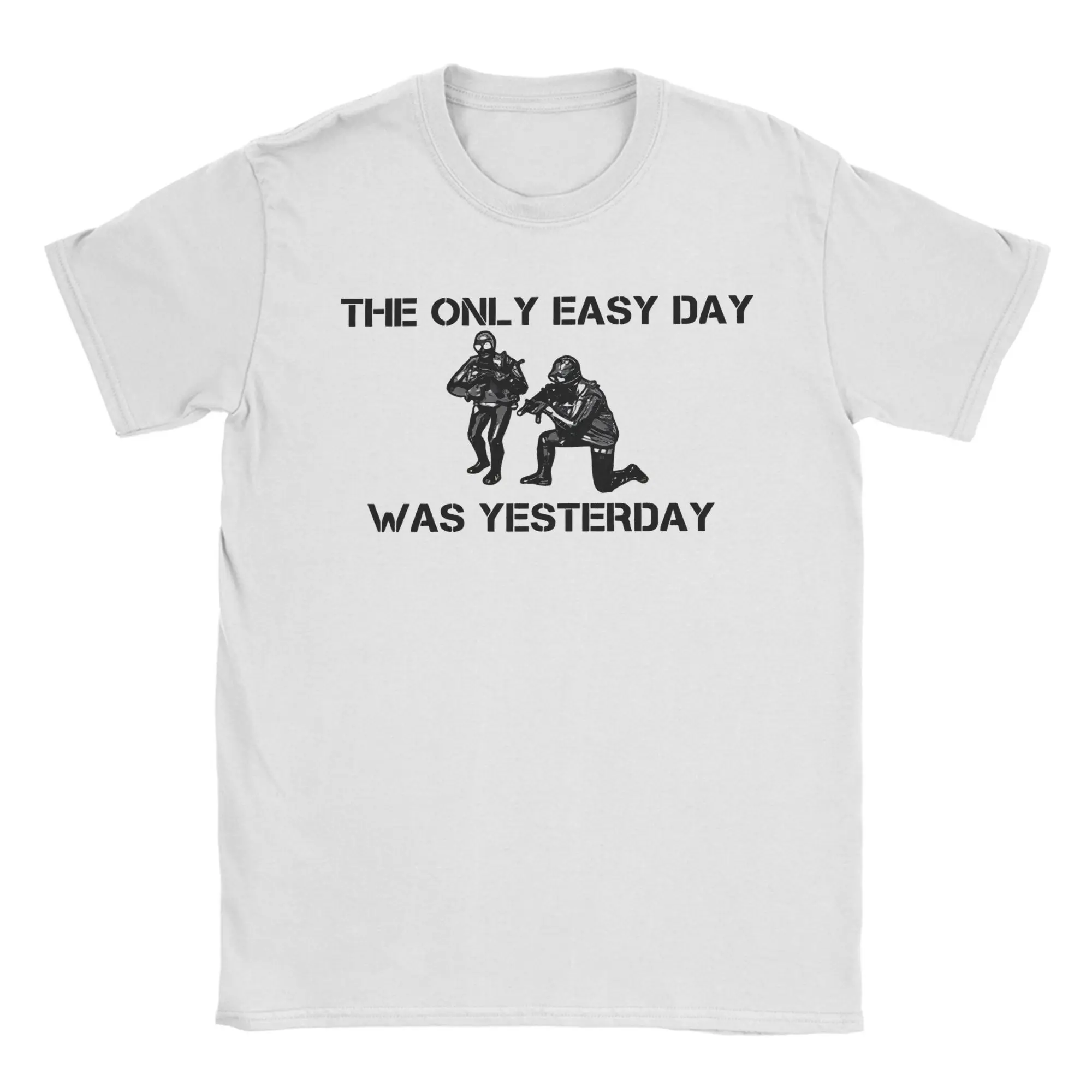 

Vintage The Only Easy Day Was Yesterday US Navy Seals T-Shirt for Men Crewneck Pure Cotton T Shirt Short Sleeve Tees Clothing
