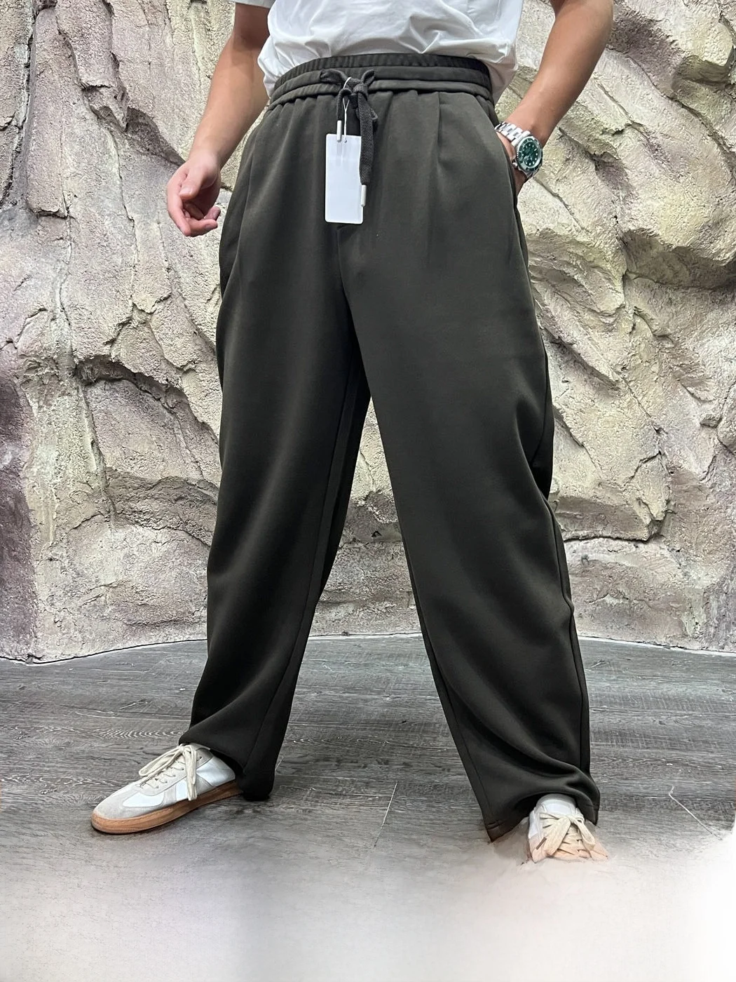 Skin-friendly Cotton-feel Outdoor Men's Long Pants Elastic Waist Straight-leg Casual Trousers Breathable Autumn Winter Wear