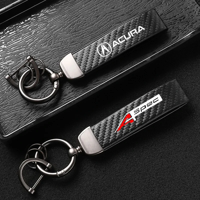 Portachiavi per auto portachiavi in pelle fibra di carbonio per Acura A-SPEC Logo Integra MDX TL TSX RSX RDX NSX accessori per auto