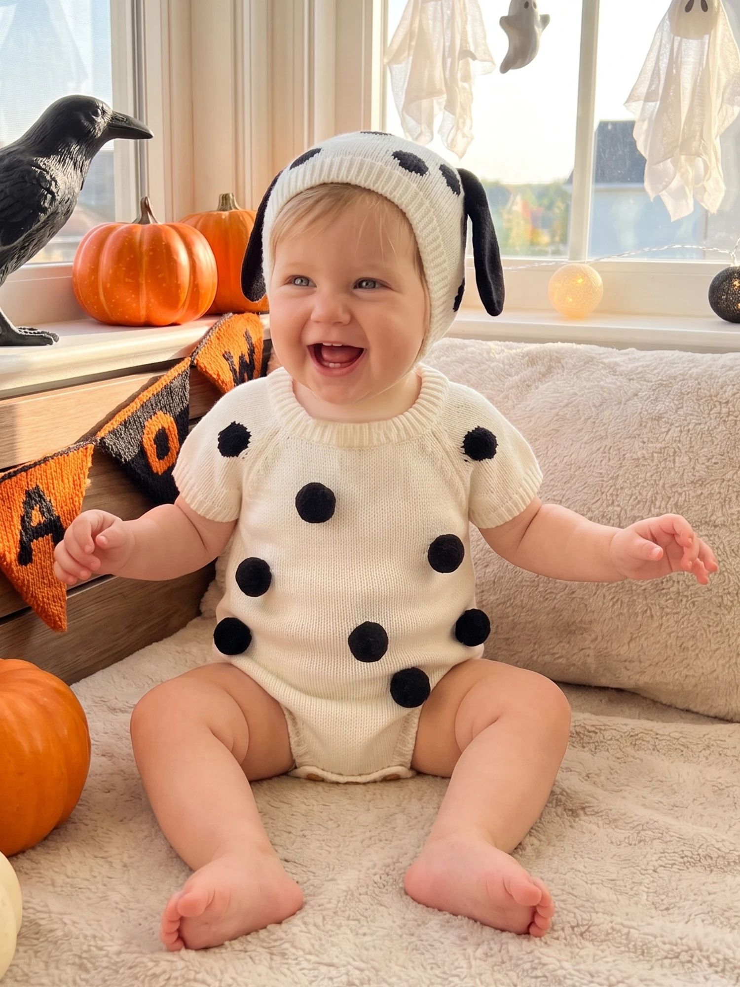 Dog Costume Short Hat Set Dog Short Sleeve Round Print Spots Spots Print Bodysuit Hat Dog Costume Short  Hat Set