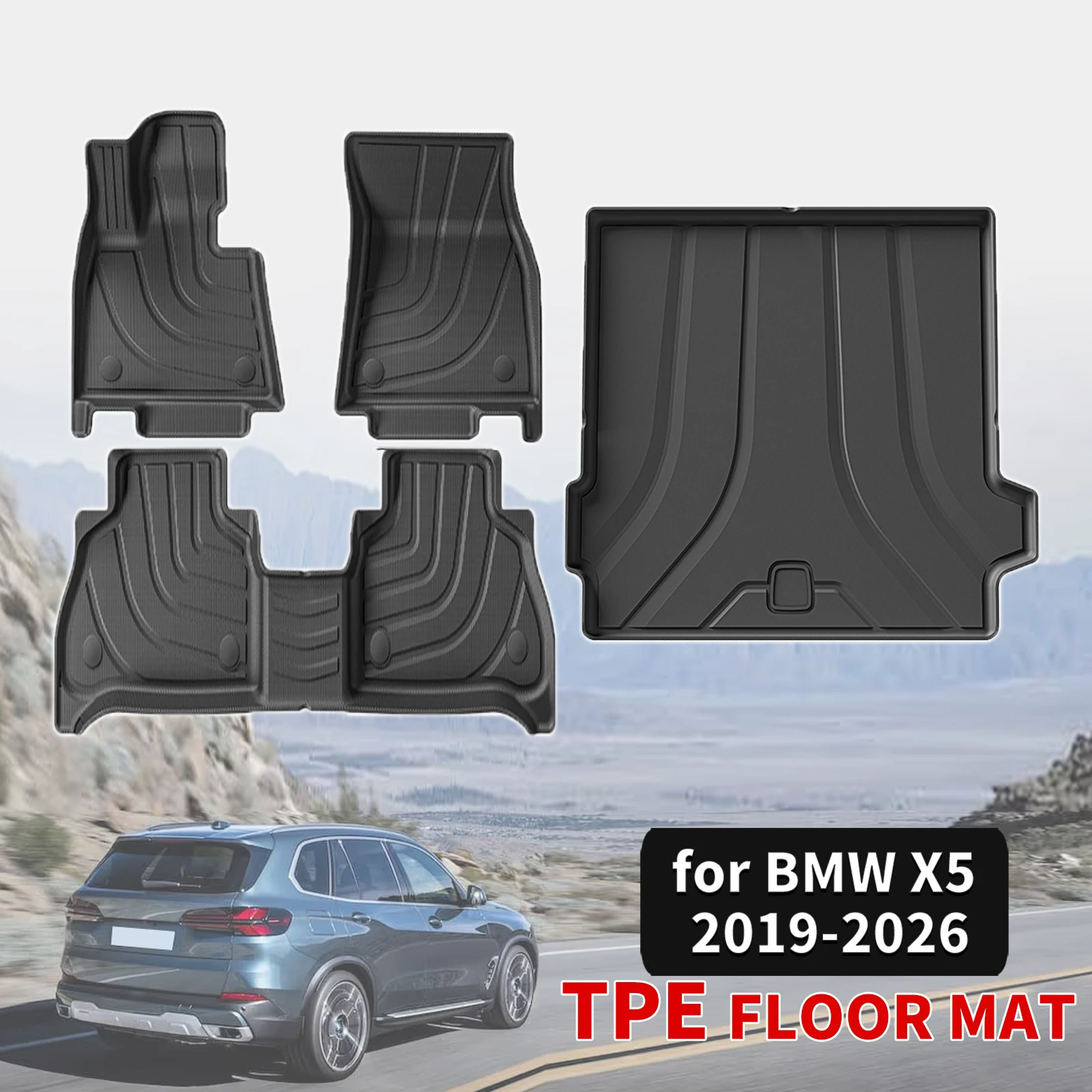 For BMW X5 2019 2020 2021 2022 2023-2025 2026 Custom Eco-Friendly All-Weather Waterproof TPE Floor & Trunk Mats (Not For RHD)