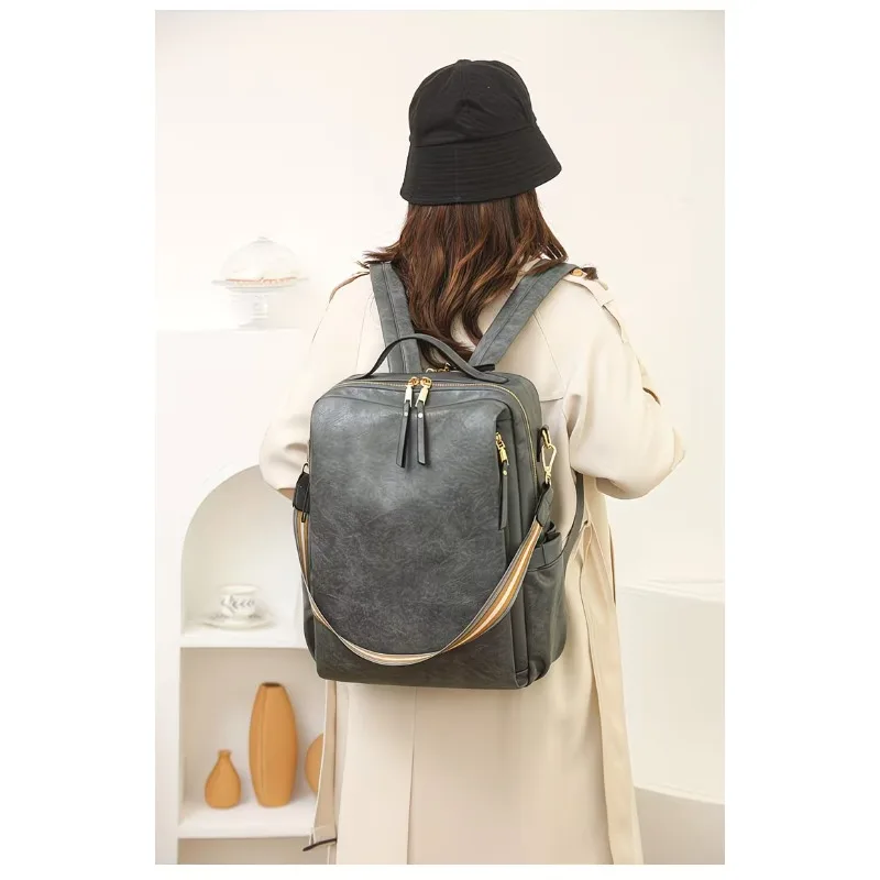 Vintage Elegant Backpack Convertible Shoulder Bag, Large Capacity Multi Pockets Daily Travel Bag