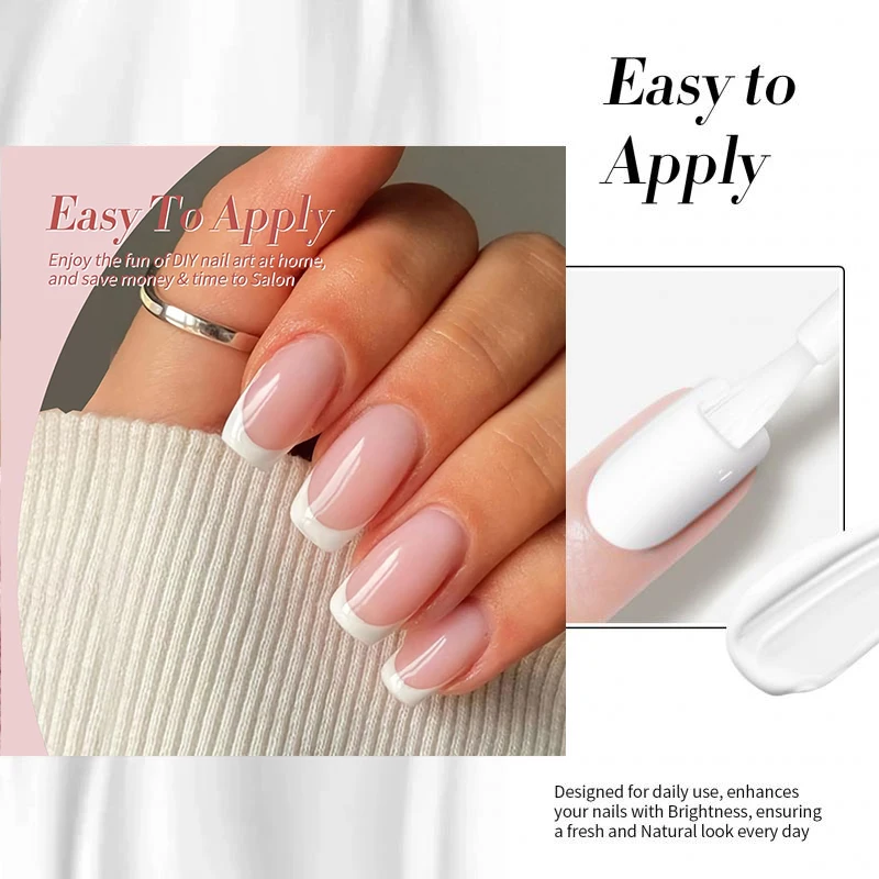 BORN PRETTY 1/2 Stück Weißer Nagel-Gel-Lack für Design 12 Stile Französische Nägel Lack Halbtransparent Abziehbarer UV-LED-Gel – Detail 5