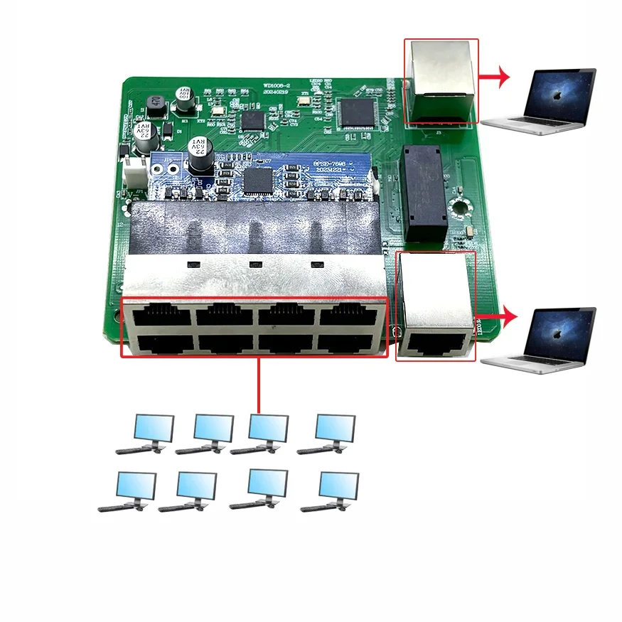 Protocole Standard 802.3AF/AT 48V POE OUT/48V commutateur poe 100 mbps 8 ports POE avec liaison montante 2 ports/commutateur industriel NVR