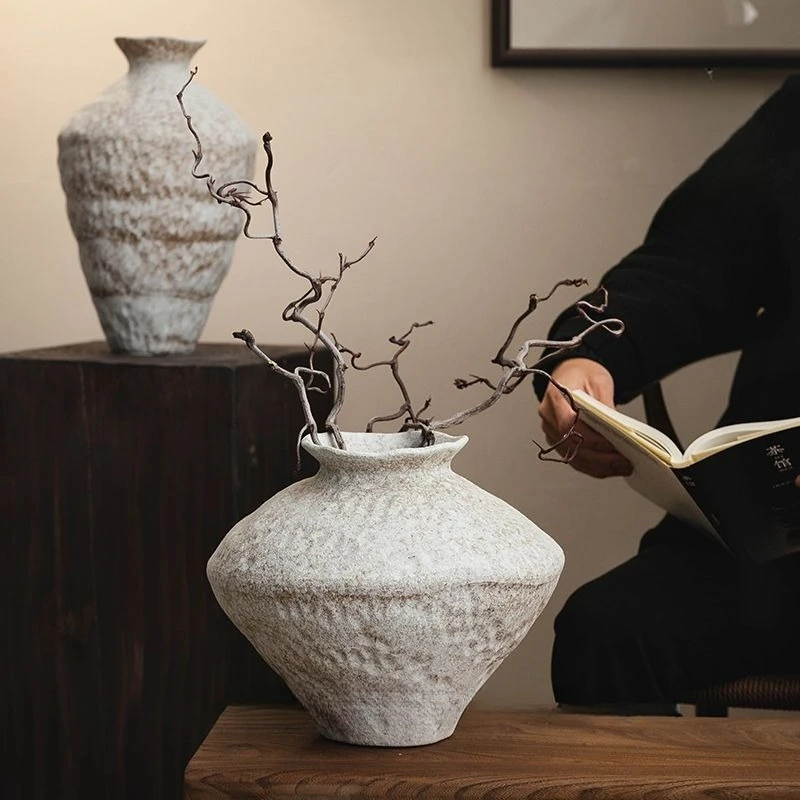 Ceramic Vase Wabi Sabi Style Vintage Vase for Home Decor, Zen Buddhist Decor, Oriental Flower Arrangement Vase for Living Room 3