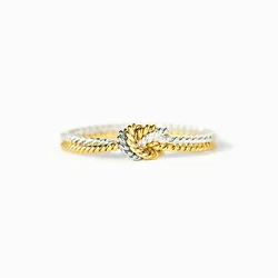 Huitan Two Tone Metal Knot Ring Statement Finger Accessories for Women Modern Fashion Design Female Rings Party Creative Jewelry