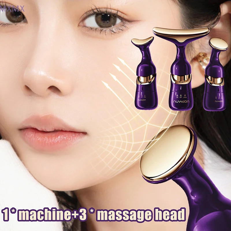 NEW 3 In 1 Neck Facial Eye Massage Introducer Microcurrent Skin Rejuvenation Anti Aging Beauty Device Face Massager