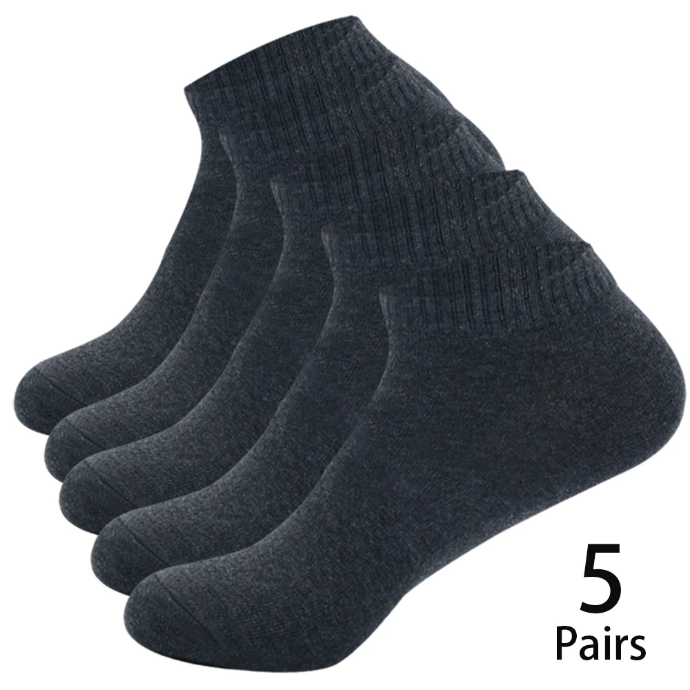 5 Paar Herren-Knöchelsocken aus Baumwolle, Schwarz, Einfarbig, Dünn, Atmungsaktiv, Komfortabel, Hochwertig, Schwarz-Weiß, Niedrig Geschnittene Kurzsocken