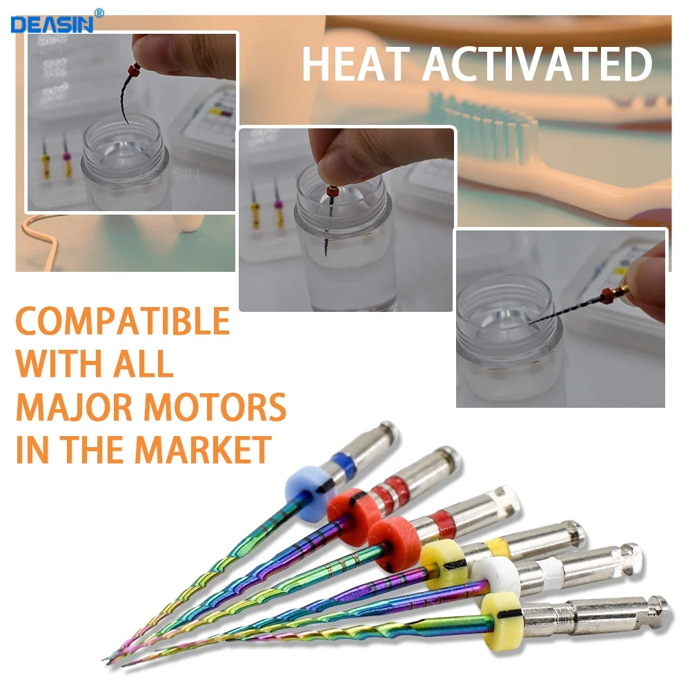 Dental Rainbow Rotary Files S-Section DLC Coated NiTi and 1.5% Breakage Rate Safer Endodontic Treatment Engine Use