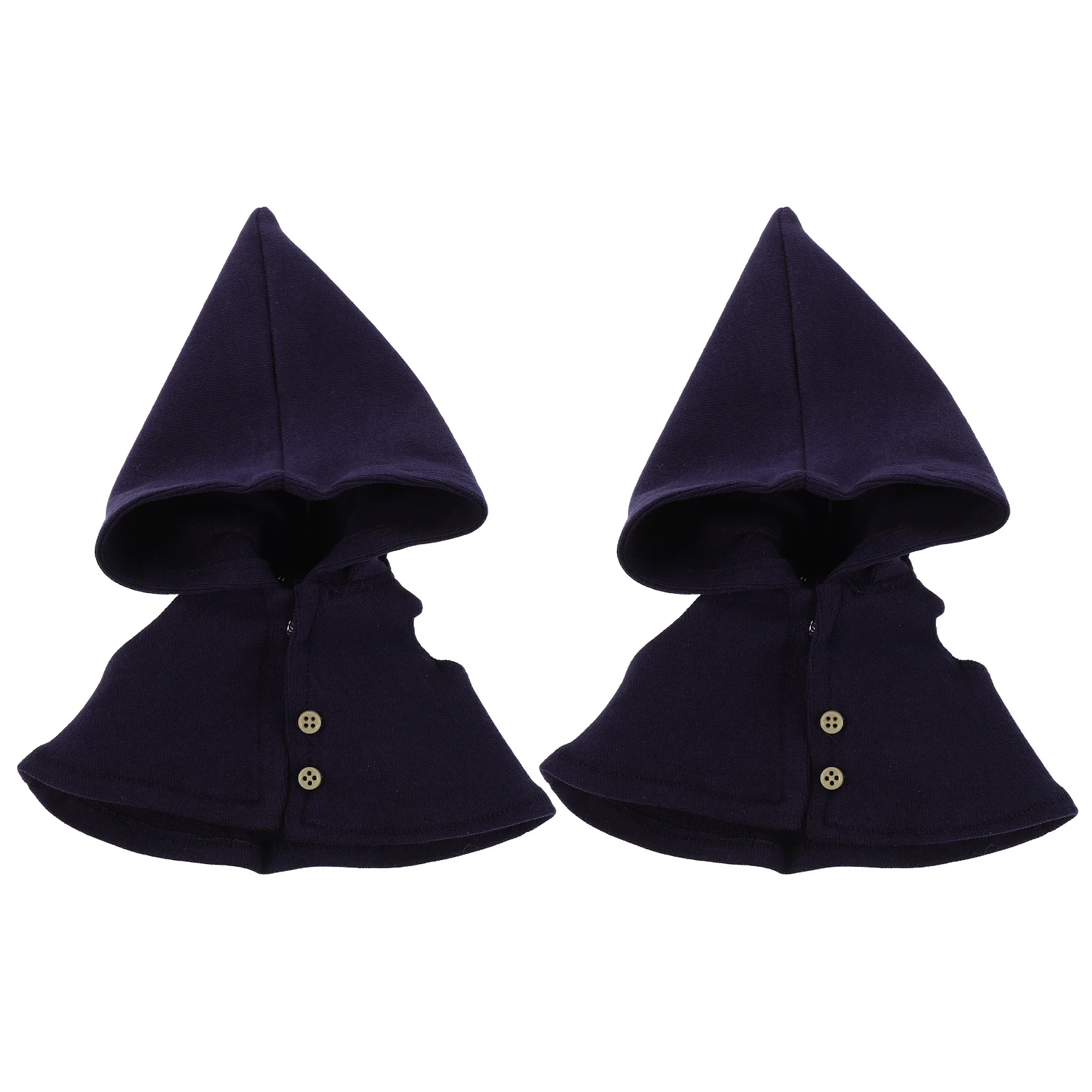 2Pcs Mini Wizard Cape Hoodie for 17Cm - Hand-Sewn Hooded Cloak - Polyester Dress Up Outfit for Figure Decorating DIY Craft