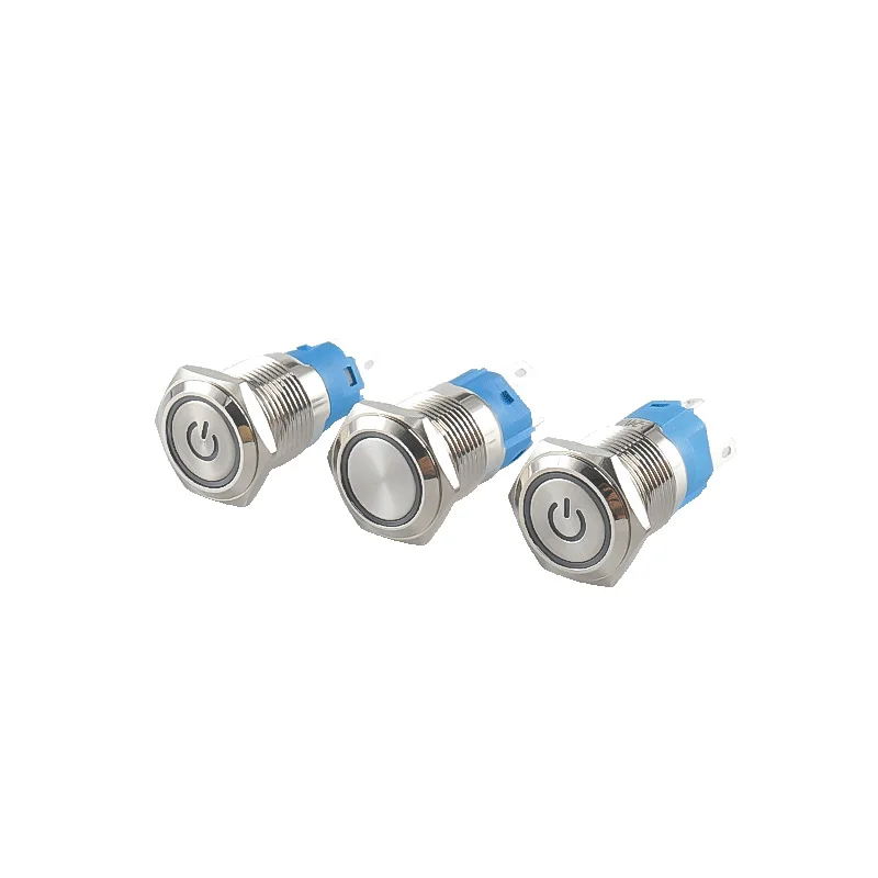 12/16/19/22mm Metal Push Button Switch Latching/Momentary Waterproof Illuminated Mini Power Button