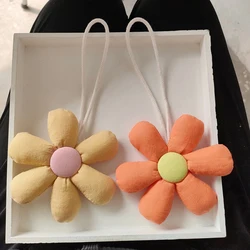 Candy Color Fabric Flower Keychain Cute Floral Shape Keyrings For Girl Backpack Pendant Bags Decoration Accessories