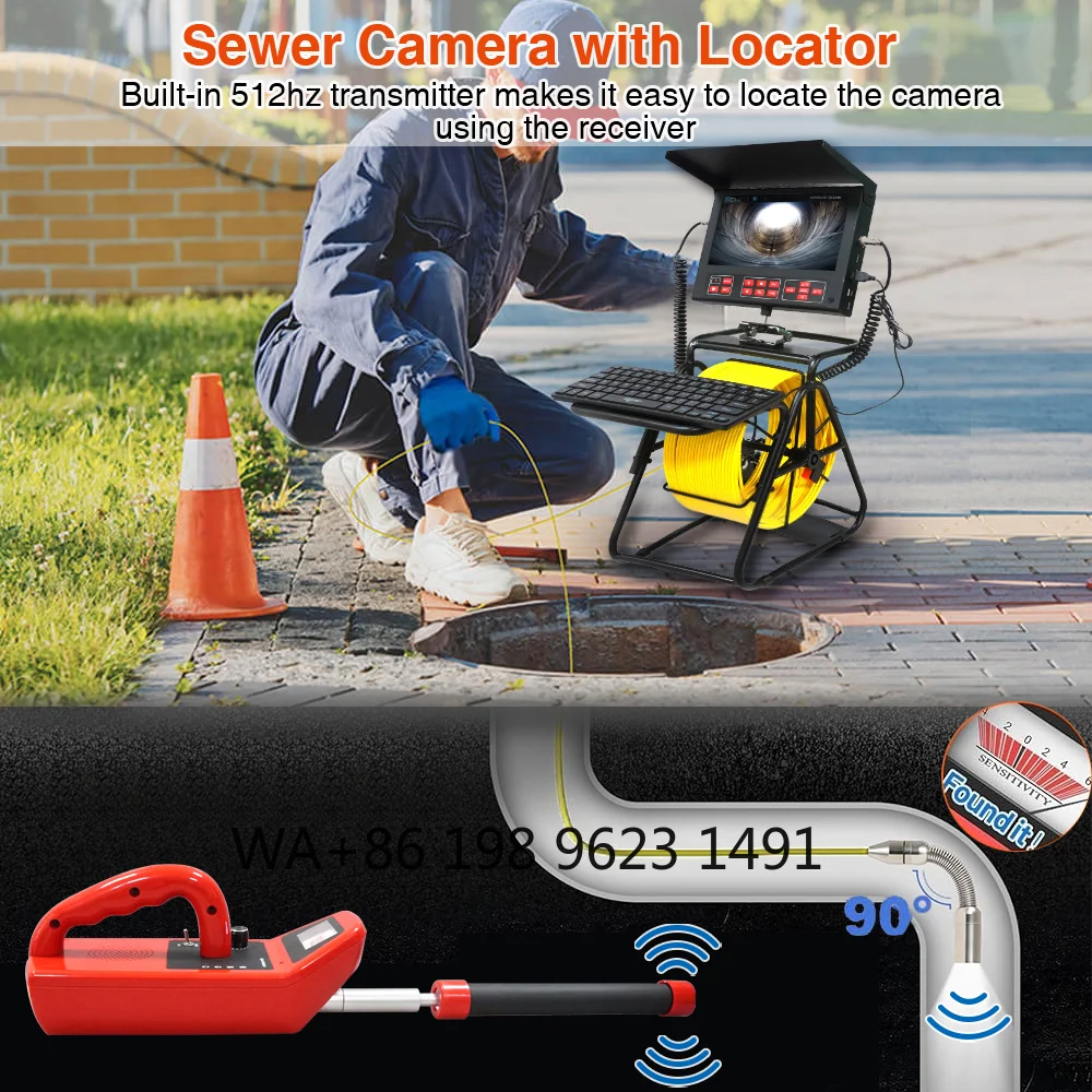 40M Long Cable IP68 Waterproof Pipeline Inspection  23mm Industrial Lens 10.1inch LCD Screen Built-in DVR Sewer Drain Undergroun