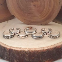 European And American Retro Carved Hollow Multi-element 7-pieces Open Foot Ring Set Foot Rings For Women